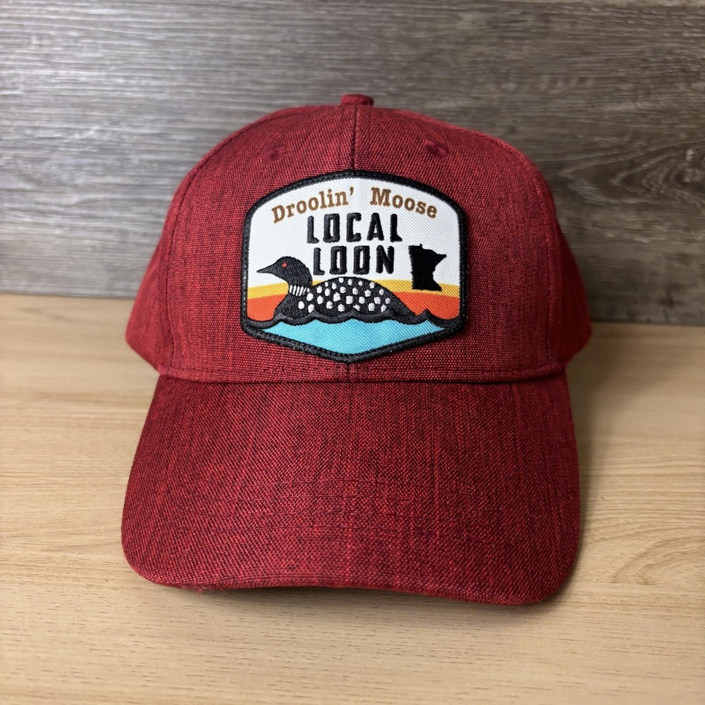 Droolin' Moose Hat Cap Strap Back Mens One Size Red Local Loon Patch Minnesota